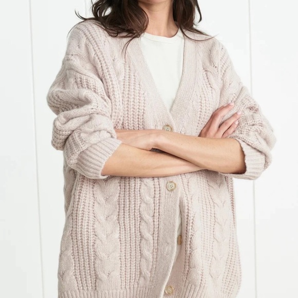 Jenni Kayne Cream Cable Knit Sweater XL